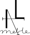 AL Meble – fragment logo: czarny monogram A i L na przezroczystym tle, wersja pionowa/przycięta (np. favicon, znak wodny)