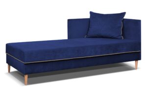 Sofa z pojemnikiem na pościel Clever granatowy welur