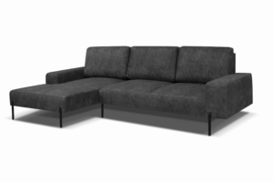Narożnik na nóżkach Bliss Mini L-kształtny lewy czarna ekoskóra