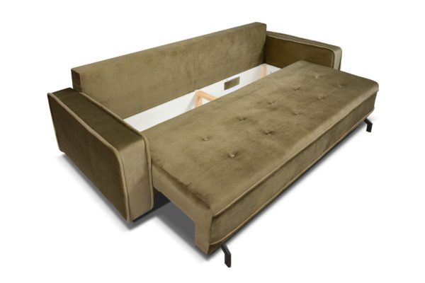 beżowa sofa welurowa z funkcją spania 230x100 Mint