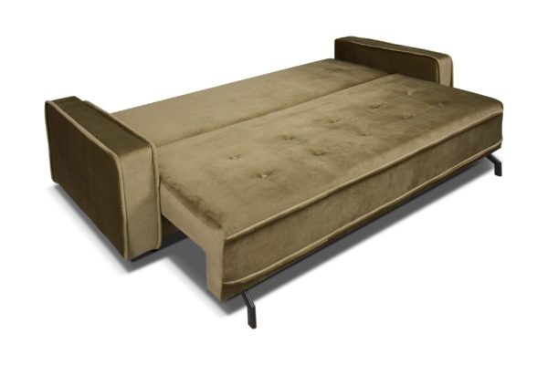 beżowa sofa welurowa z funkcją spania 230x100 Mint