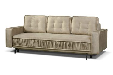 beżowa sofa pikowana z funkcją spania 230x95 Eden