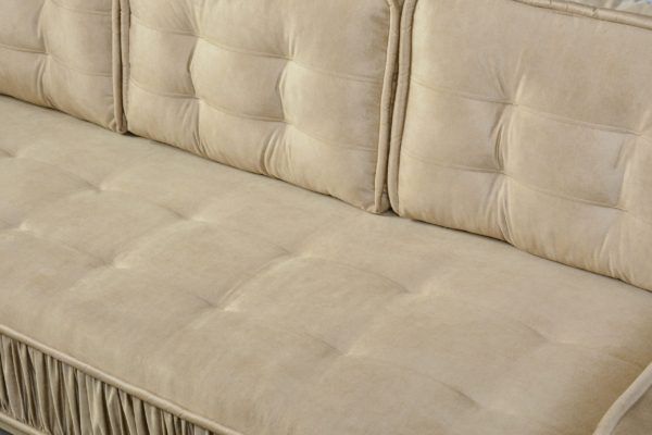 beżowa sofa pikowana z funkcją spania 230x95 Eden