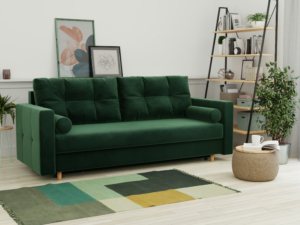Butelkowo zielona sofa z funkcją spania 220x90 Madera