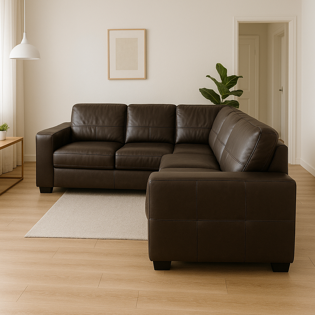 Źle ustawiony skórzany narożnik