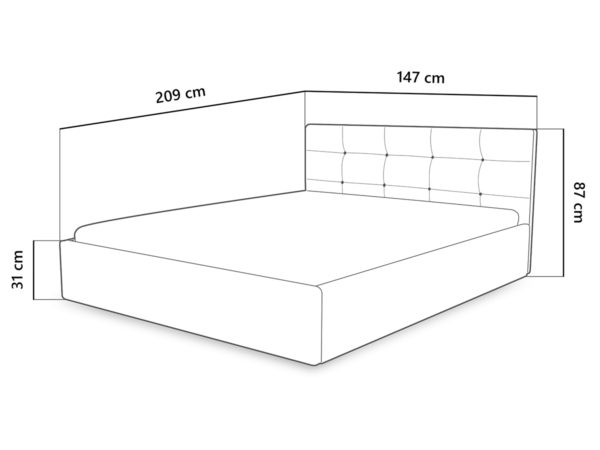 Łóżko tapicerowane 140x200 Koleos 18 z metalowym stelażem i pojemnikiem - obrazek 3