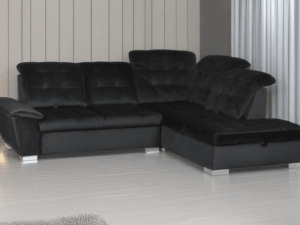 Czarny narożnik z regulowanymi zagłówkami 260x214