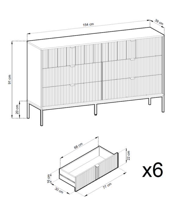 Wymiary Komoda Nova KS-154