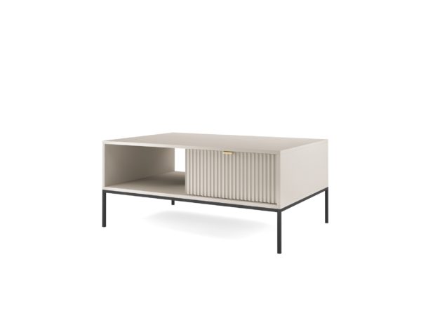 Ława Nova L104 cashmere czarny stelaż bok