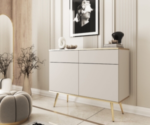 Beżowa komoda do salonu z szufladami ORO KSZ107