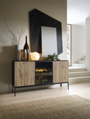 Komoda z witryną LED 154x84 cm Sento K-154