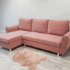 Narożnik różowy 236x145 z funkcją spania Kler