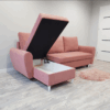 Narożnik różowy 236x145 z funkcją spania Kler