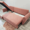 Narożnik różowy 236x145 z funkcją spania Kler