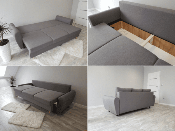 rozłożona Sofa 230x90 z funkcją spania Jasmine