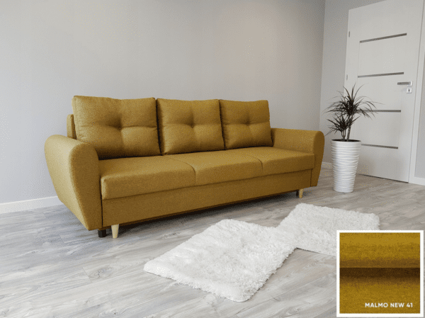 żółta Sofa 230x90 z funkcją spania Jasmine