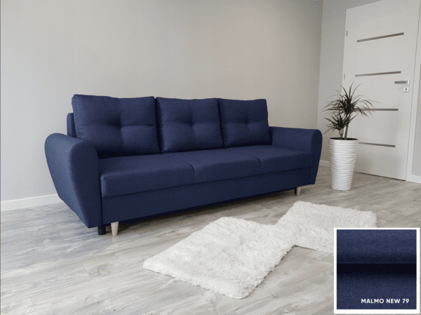 niebieska Sofa 230x90 z funkcją spania Jasmine