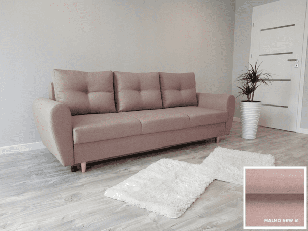 różowa Sofa 230x90 z funkcją spania Jasmine