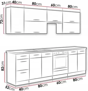 wymiary meble kuchenne Vigo II