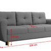 wymiary Sofa 230x90 z funkcją spania Jasmine