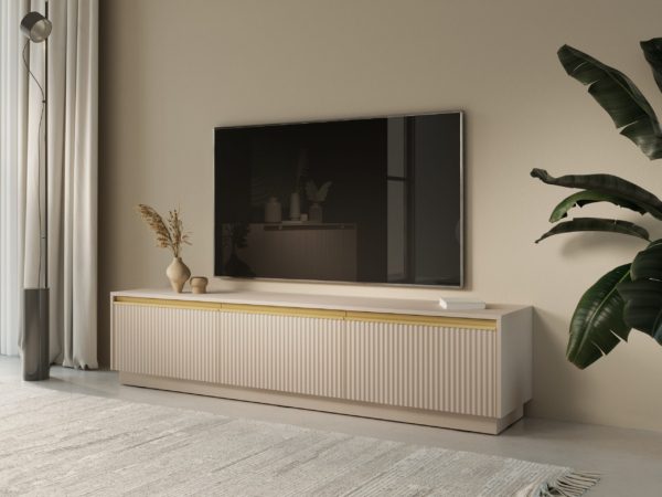 Szafka Royal RTV-180 beż piaskowy aranżacja stojąca