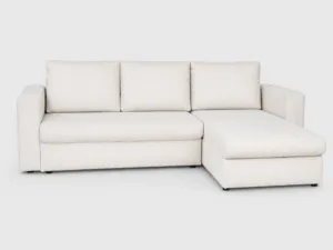 Narożnik 240x165cm z funkcją spania 155x210cm Cordia Relax L-kształtny uniwersalny z pojemnikiem na pościel kremowy sztruks