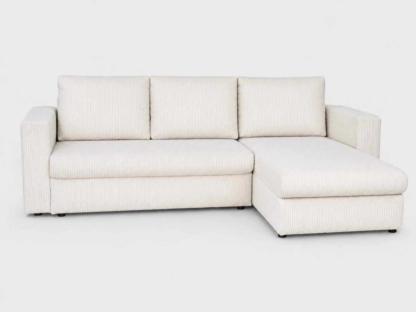 Narożnik 240x165cm z funkcją spania 155x210cm Cordia Relax L-kształtny uniwersalny z pojemnikiem na pościel kremowy sztruks