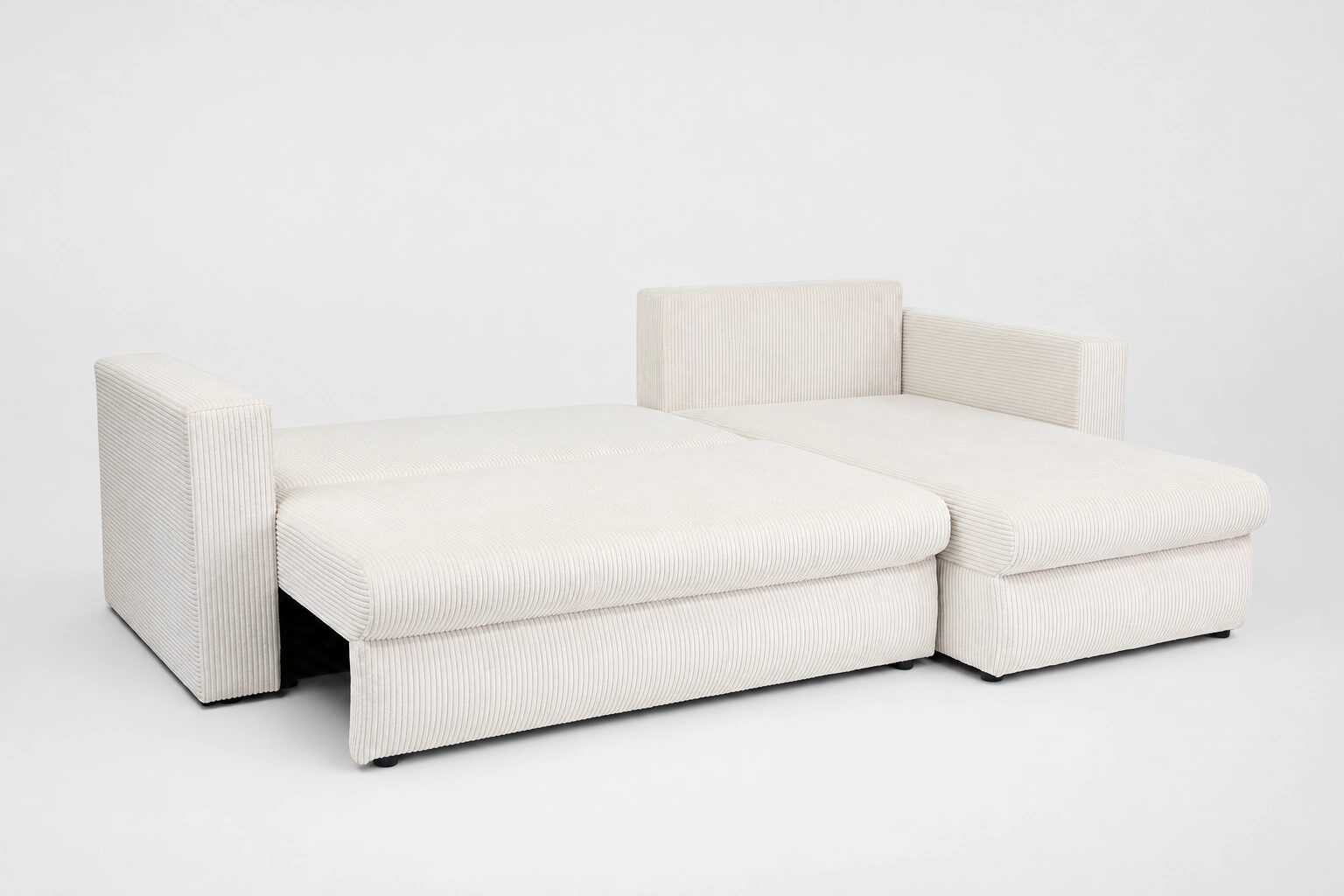 Narożnik 240x165cm z funkcją spania 155x210cm Cordia Relax L-kształtny uniwersalny z pojemnikiem na pościel brązowy sztruks - obrazek 2
