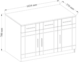 Wymiary Komoda z 3 szufladami Paris