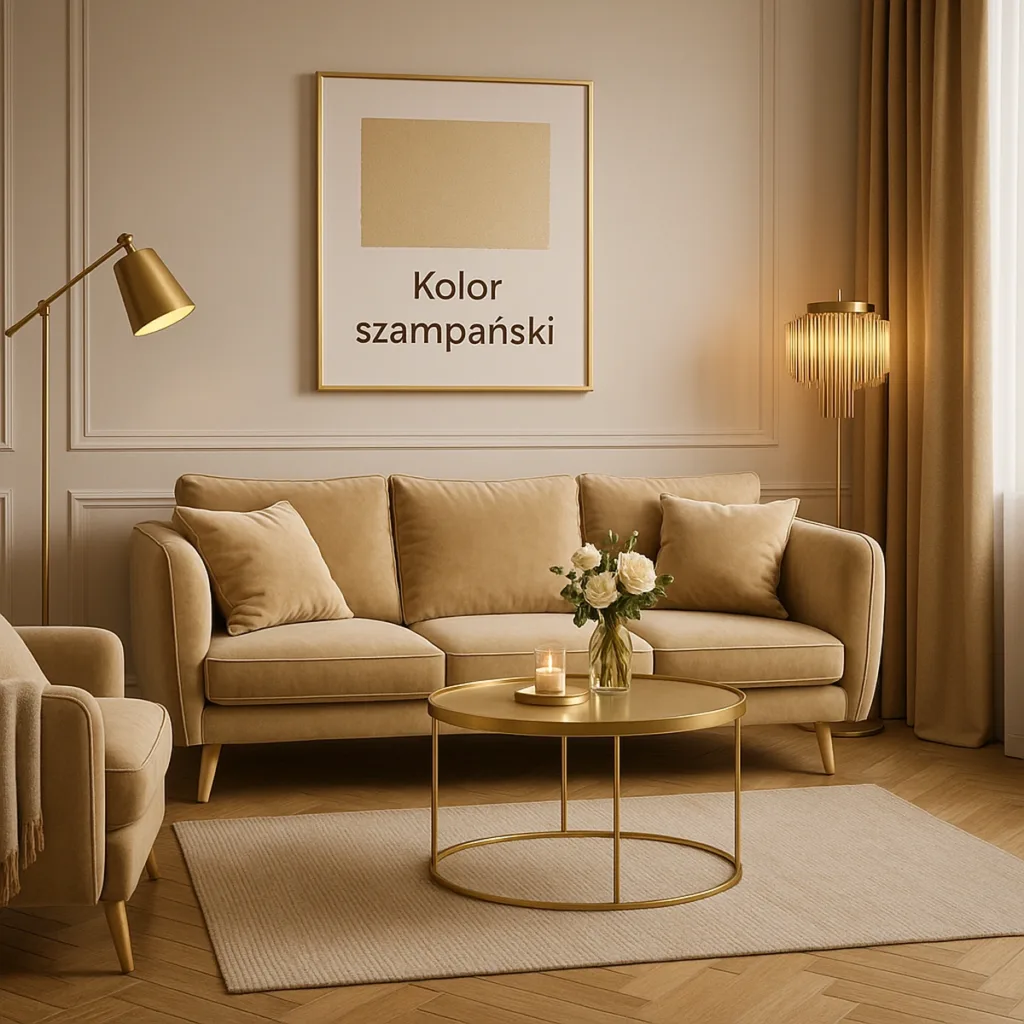 salon w kolorze szampański