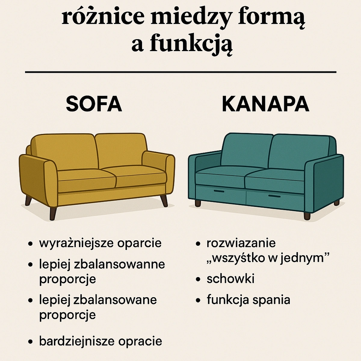 czym różni się sofa od kanapy