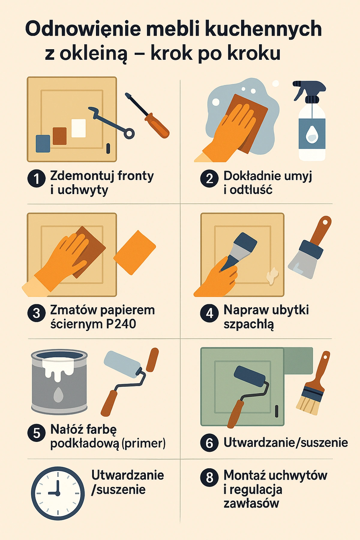 Infografika jak odnowić meble kuchenne
