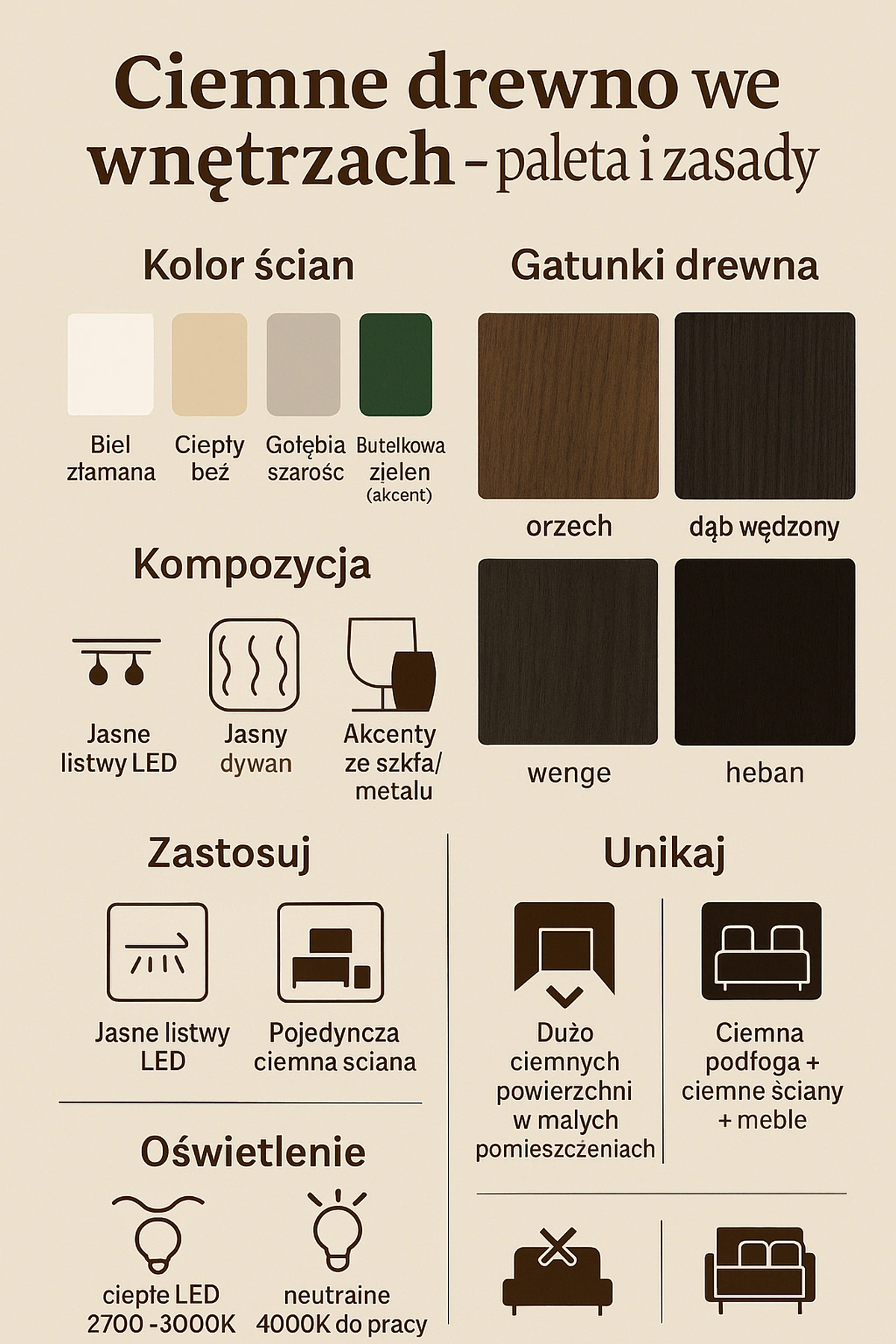 jak stosować ciemne drewno w wnętrzu