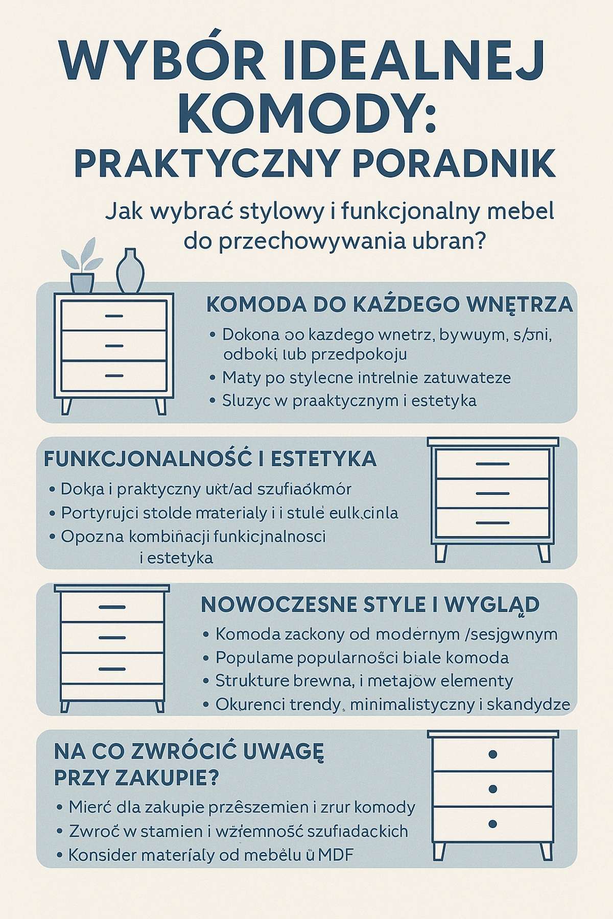 infografika na co zwrócić uwagę przy zakupie komody