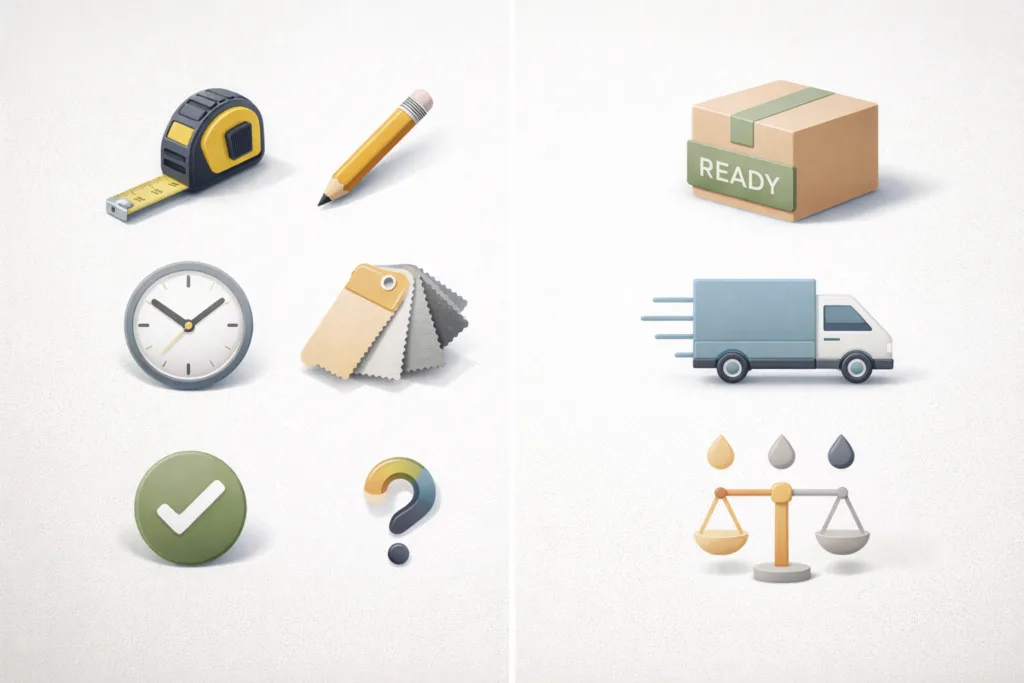 Infografika porównania narożnika na wymiar