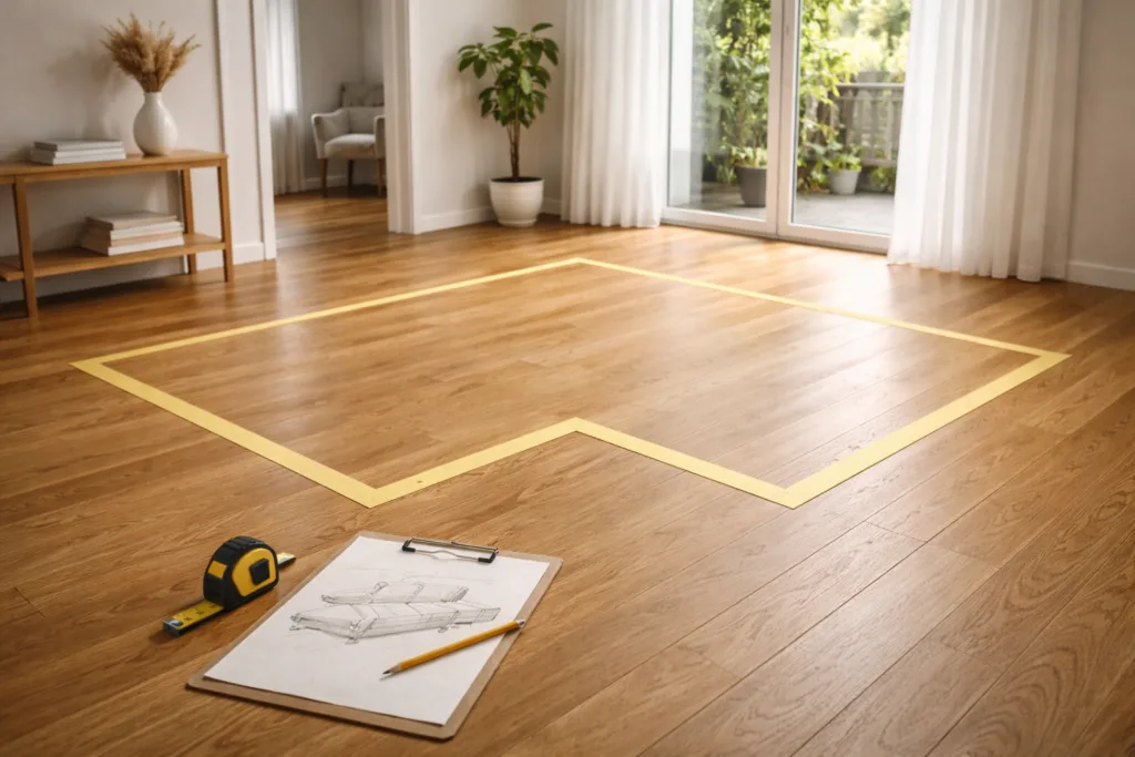 Pomiar salonu na nowy narożnik