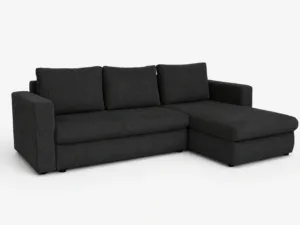 Narożnik 240x165cm z funkcją spania 155x210cm Cordia Relax L-kształtny uniwersalny z pojemnikiem na pościel czarny sztruks